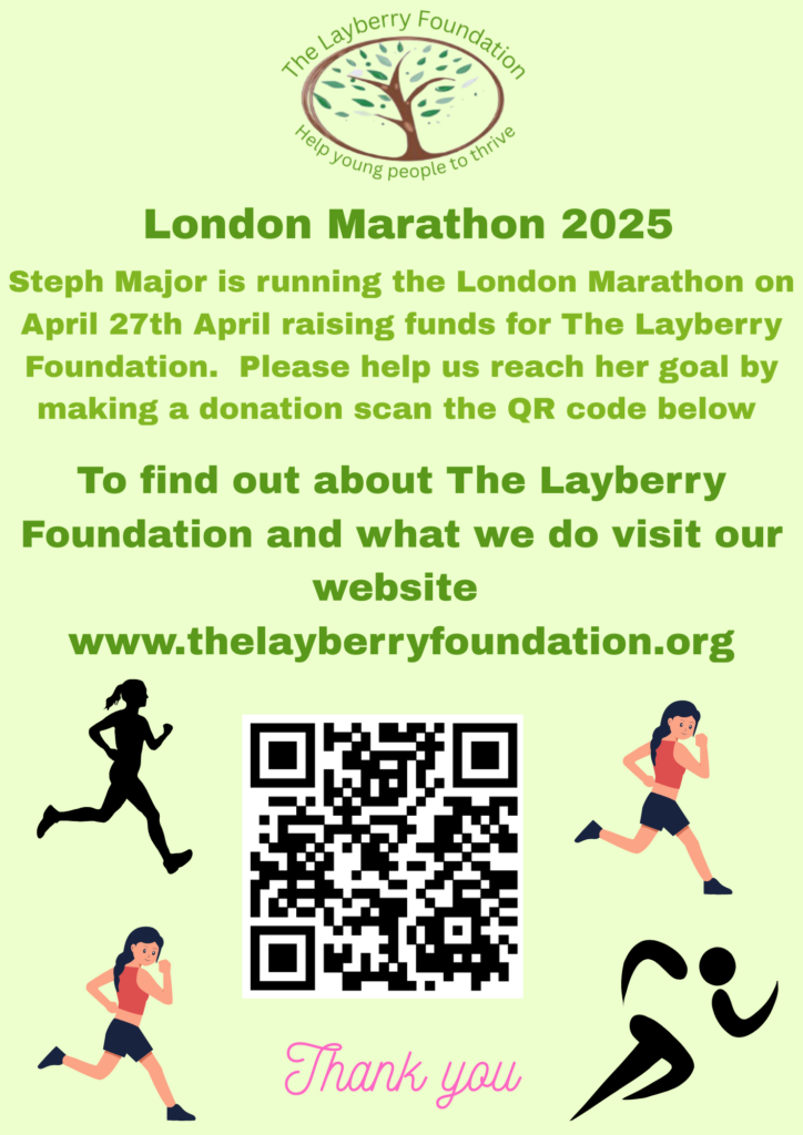 Steph Major, a trustee for The Layberry Foundation is ruuning the London Marathon 2025 please make a donation and help her reach her target.